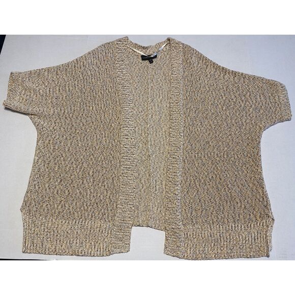 Lane Bryant Women's Open Front Cardigan Size 18/20 Short Sleeve Gold Shimmer - Picture 10 of 15